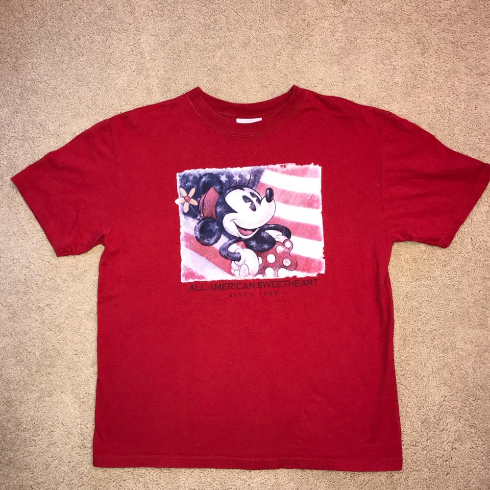 Disney Store Minnie Mouse All American Sweetheart T Shirt Kids Large July 4th
